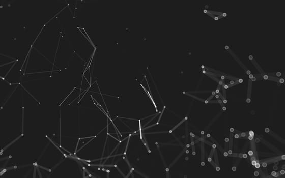 Abstract polygonal space low poly dark background with connecting dots and lines. Connection structure. 3d rendering