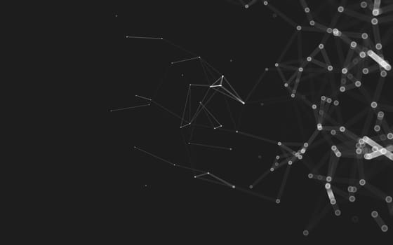 Abstract polygonal space low poly dark background with connecting dots and lines. Connection structure. 3d rendering