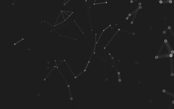 Abstract polygonal space low poly dark background with connecting dots and lines. Connection structure. 3d rendering