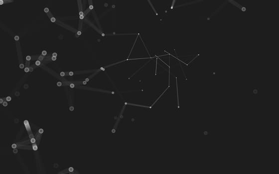 Abstract polygonal space low poly dark background with connecting dots and lines. Connection structure. 3d rendering