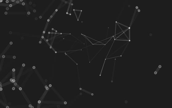 Abstract polygonal space low poly dark background with connecting dots and lines. Connection structure. 3d rendering