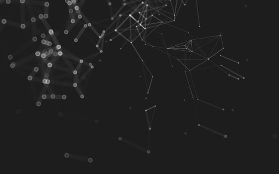 Abstract polygonal space low poly dark background with connecting dots and lines. Connection structure. 3d rendering