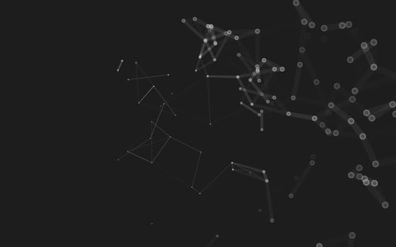 Abstract polygonal space low poly dark background with connecting dots and lines. Connection structure. 3d rendering