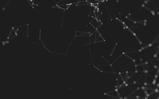 Abstract polygonal space low poly dark background with connecting dots and lines. Connection structure. 3d rendering