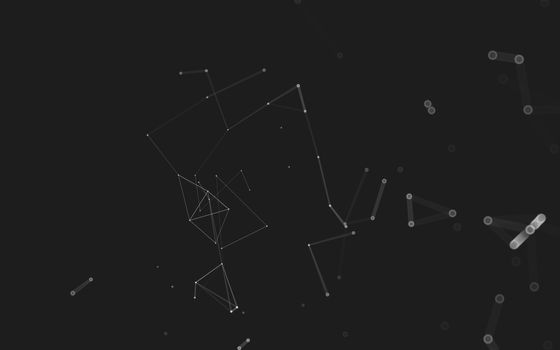 Abstract polygonal space low poly dark background with connecting dots and lines. Connection structure. 3d rendering