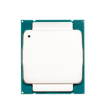 Computer processor CPU isolated on white background, top view