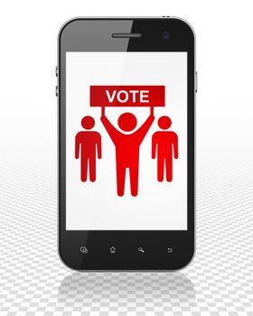 Politics concept: Smartphone with red Election Campaign icon on display, 3D rendering