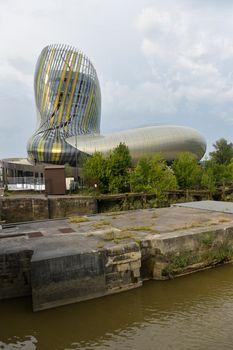 Bordeaux, France - June 06, 2016. La cite du vin is the Wine museum of Bordeaux near to Garonne river. Bordeaux, Aquitaine. France.