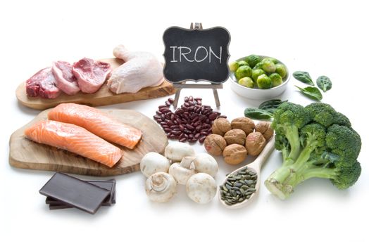 Collection of foods high in iron