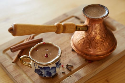 A cup of turkish coffee on the table