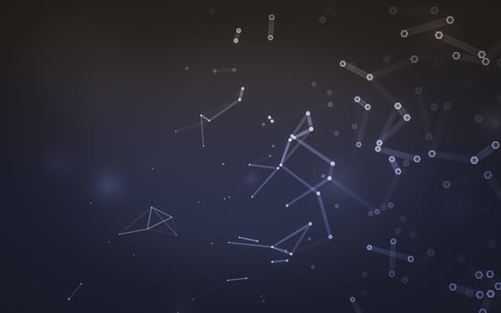 Abstract polygonal space low poly dark background with connecting dots and lines. Connection structure. 3d rendering