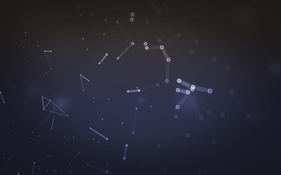 Abstract polygonal space low poly dark background with connecting dots and lines. Connection structure. 3d rendering