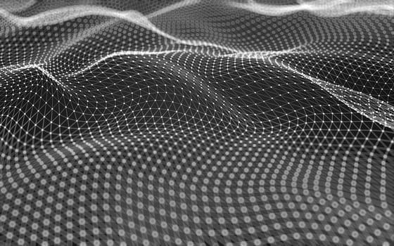 Abstract polygonal space low poly dark background with connecting dots and lines. Connection structure. 3d rendering