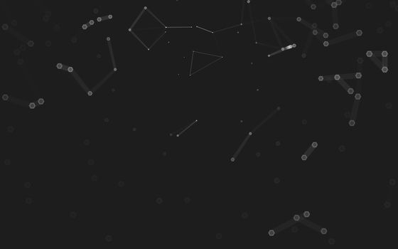 Abstract polygonal space low poly dark background with connecting dots and lines. Connection structure. 3d rendering