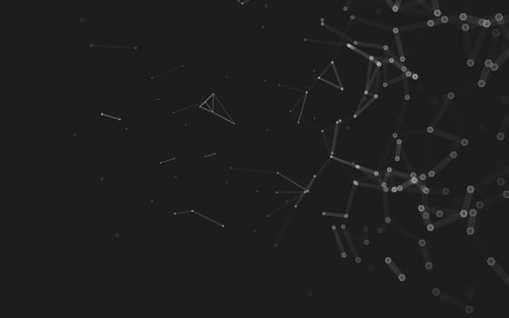 Abstract polygonal space low poly dark background with connecting dots and lines. Connection structure. 3d rendering