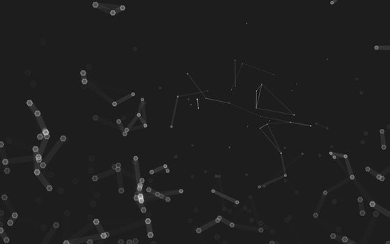 Abstract polygonal space low poly dark background with connecting dots and lines. Connection structure. 3d rendering