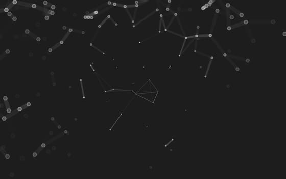 Abstract polygonal space low poly dark background with connecting dots and lines. Connection structure. 3d rendering