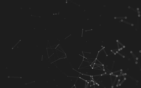 Abstract polygonal space low poly dark background with connecting dots and lines. Connection structure. 3d rendering