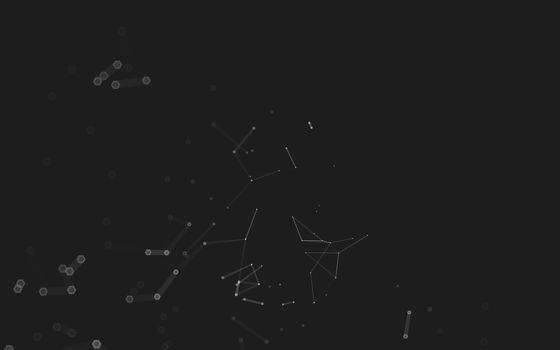 Abstract polygonal space low poly dark background with connecting dots and lines. Connection structure. 3d rendering