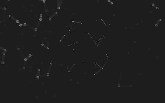 Abstract polygonal space low poly dark background with connecting dots and lines. Connection structure. 3d rendering