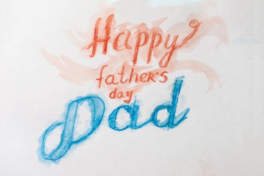 Happy fathers day lettering greeting card. watercolor hand drawn illustration.