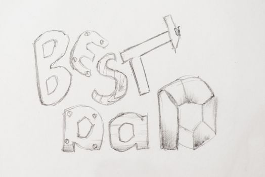 Best Dad lettering. Fathers day greeting card. pencil hand drawn illustration