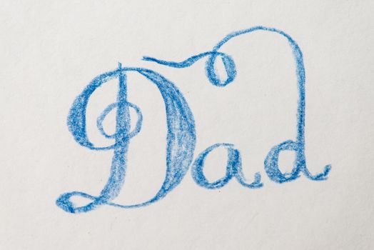 Dad blue lettering. Fathers day greeting card. pencil hand drawn illustration