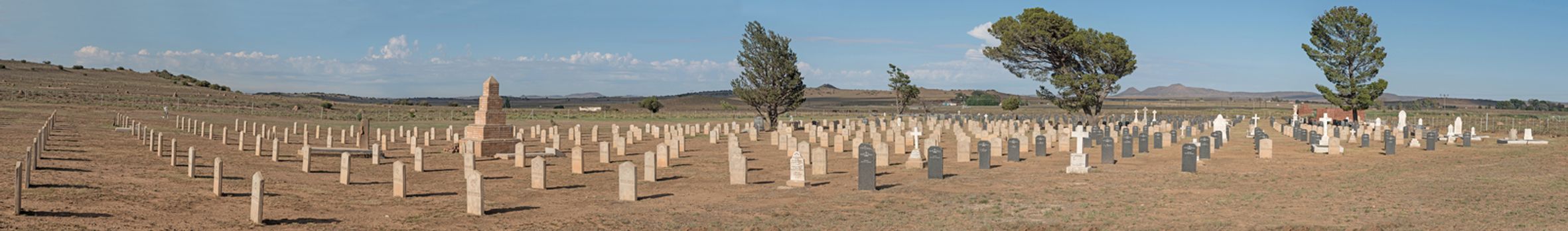 SPRINGFONTEIN, SOUTH AFRICA - FEBRUARY 16, 2016: The cemetery with graves of 299 British soldiers who died in hospital and 663 Boers who died in the concentration camp in the Second Boer War 1899-1902