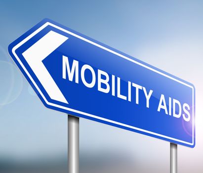 Illustration depicting a sign with a mobility aids concept.