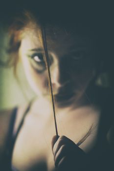 Close up portrait of a red-haired woman