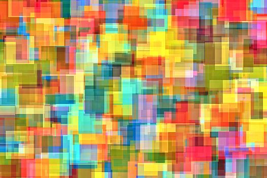colorful painting square abstract background in blue yellow red pink and purple