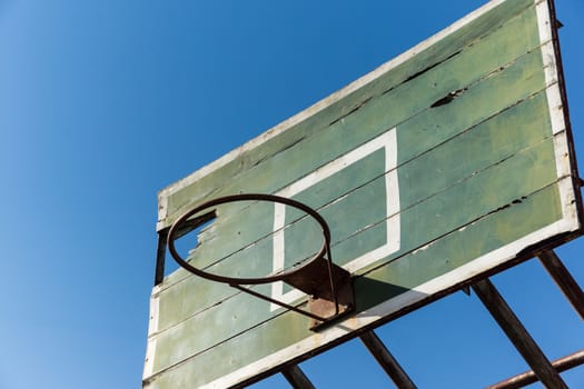 basketball hoop old on blue sky