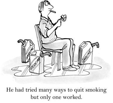 Man has tried everything to quit smoking and can't so he comes to a disastrous conclusion.