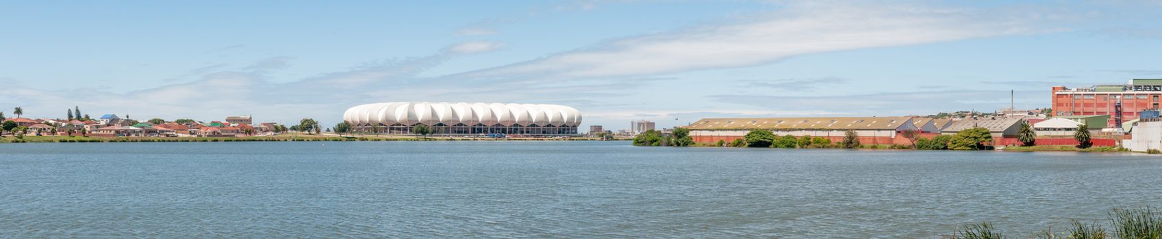 PORT ELIZABETH, SOUTH AFRICA - FEBRUARY 27, 2016:  The Nelson Mandela Bay Stadium was built to resemble a king protea, the National Flower of South Africa