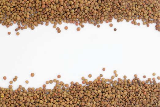 Isolated close up lentils sign for title.