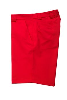 Red short pants, trousers for men on white background