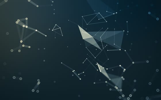 Abstract polygonal space low poly dark background with connecting dots and lines. Connection structure. 3d rendering