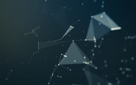 Abstract polygonal space low poly dark background with connecting dots and lines. Connection structure. 3d rendering