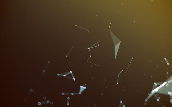 Abstract polygonal space low poly dark background with connecting dots and lines. Connection structure. 3d rendering