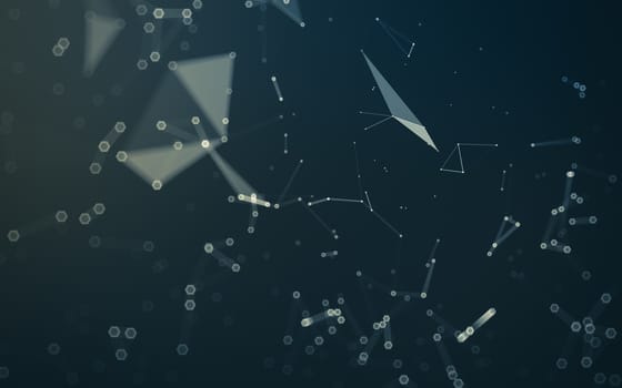 Abstract polygonal space low poly dark background with connecting dots and lines. Connection structure. 3d rendering