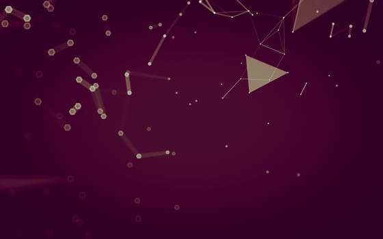 Abstract polygonal space low poly dark background with connecting dots and lines. Connection structure. 3d rendering