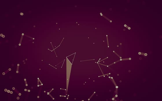 Abstract polygonal space low poly dark background with connecting dots and lines. Connection structure. 3d rendering