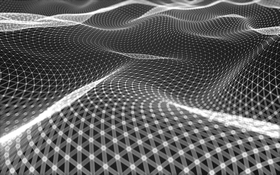 Abstract polygonal space low poly dark background with connecting dots and lines. Connection structure. 3d rendering