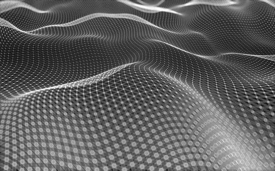 Abstract polygonal space low poly dark background with connecting dots and lines. Connection structure. 3d rendering