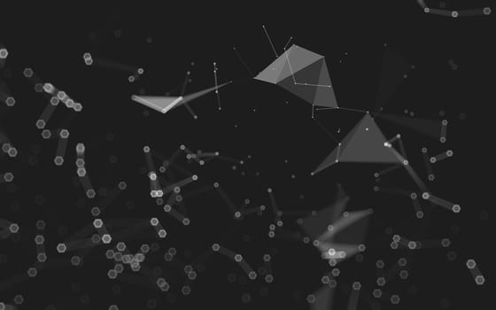 Abstract polygonal space low poly dark background with connecting dots and lines. Connection structure. 3d rendering