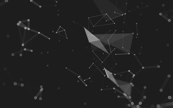 Abstract polygonal space low poly dark background with connecting dots and lines. Connection structure. 3d rendering