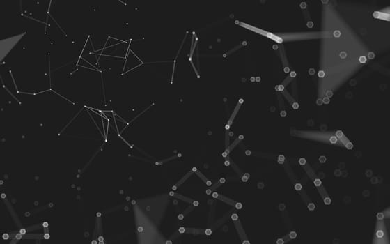 Abstract polygonal space low poly dark background with connecting dots and lines. Connection structure. 3d rendering