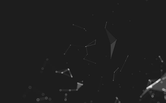 Abstract polygonal space low poly dark background with connecting dots and lines. Connection structure. 3d rendering