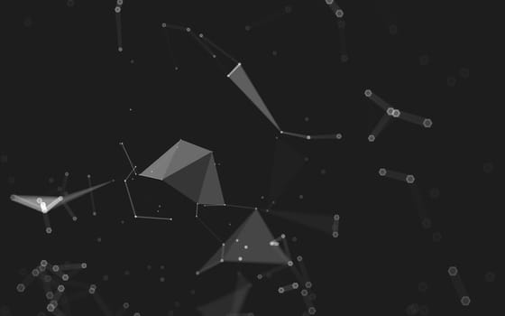 Abstract polygonal space low poly dark background with connecting dots and lines. Connection structure. 3d rendering