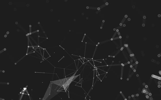 Abstract polygonal space low poly dark background with connecting dots and lines. Connection structure. 3d rendering